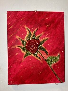 3D Red Rose - M.F Original Red Floral Canvas